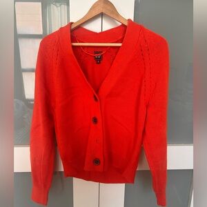 GAP Women's orange red  Button-Down V-Neck Cardigan - chunky knit size small